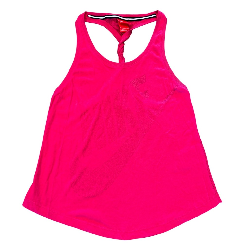 Nike Sportswear Womens Pink Twisted Racerback Leopard Logo Tank Top Small